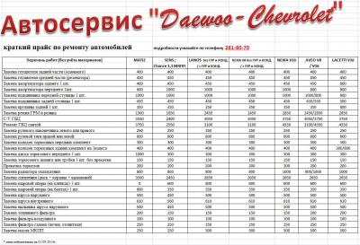 Прайс-лист нашего автосервиса на ремонт автомобилей ваз, а так же иномарки в Челябинске - АО ЧАТО